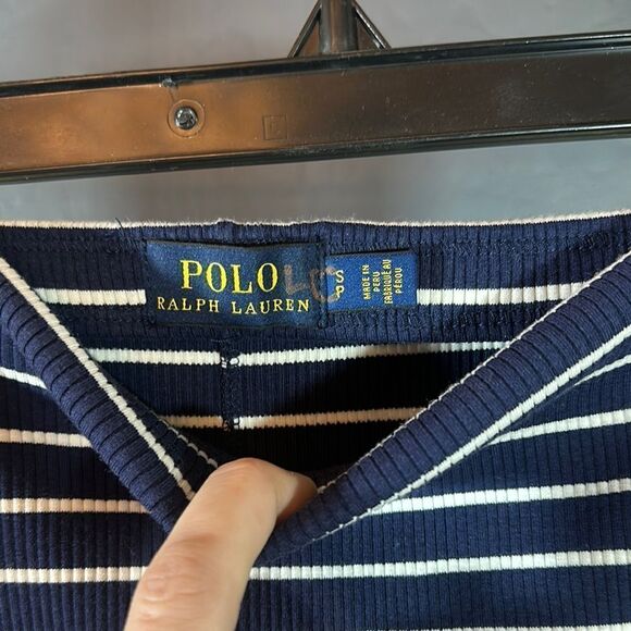 Polo by Ralph Lauren Blue and White Midi Pencil Skirt for Work - Picture 2 of 4